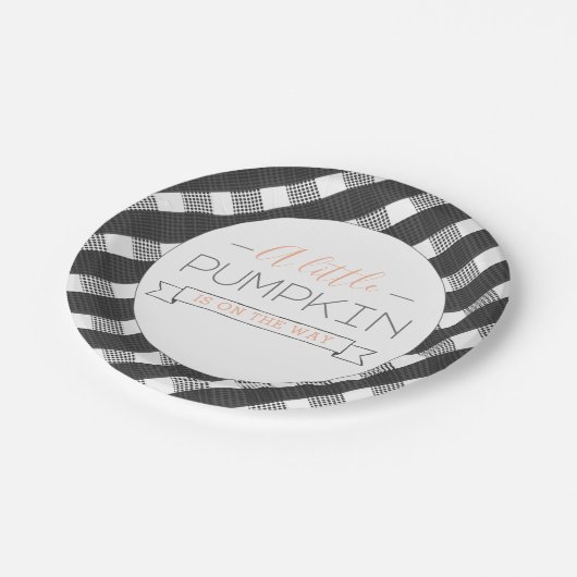 途中の小さなカボチャ、シック·秋·ベイビーシャワー ペーパープレート (アングル)