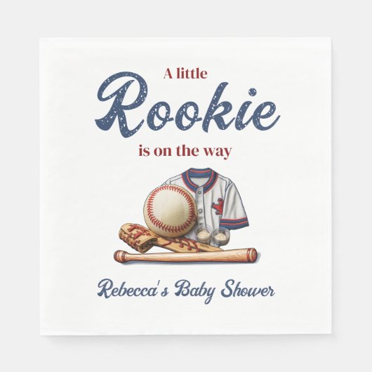 途中の小さなルーキー – 野球の赤ちゃんシャワー スタンダードランチョンナプキン (正面)