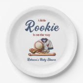 途中の小さなルーキー – 野球の赤ちゃんシャワー ペーパープレート (正面)