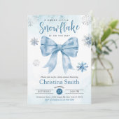 途中の少し雪の結晶の青い男の赤ちゃんシャワー 招待状 (スタンド正面)
