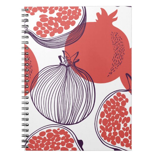 途切れないファッションパターンのザクロ果実、ハル ノートブック (正面)