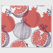 途切れないファッションパターンのザクロ果実、ハル ラッピングペーパー (フラット)