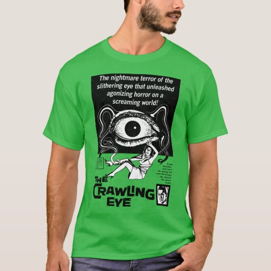 這い寄る眼のモノクロ印刷 友達 Tシャツ (正面)