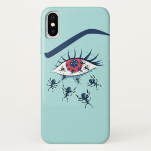 這う蟻が付いている風変わりで気色悪く赤い目 iPhone X ケース