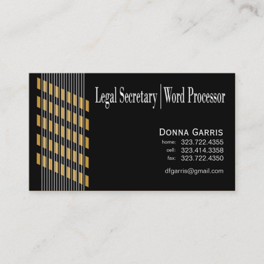 通されたリボンの法的秘書ワードプロセッサ 名刺 (正面)