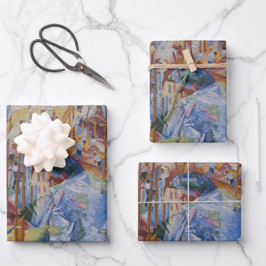 通りが家に入る – Umberto Boccioni ラッピングペーパーシート (正面)