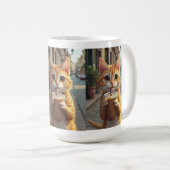 通りでコーヒーを飲む猫 コーヒーマグカップ (正面右)