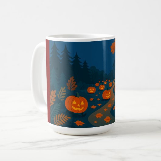 通りでハロウィンのカボチャ狩り コーヒーマグカップ (正面左)