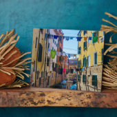 通りでヴェネツィアで洗濯した服イタリア フォトプラーク (側面)