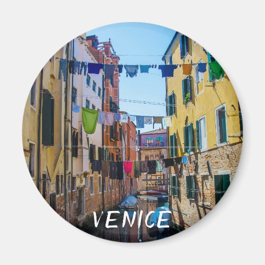 通りでヴェネツィアで洗濯した服イタリア マグネット (正面)