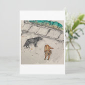 通りで犬たちを迎えるグリーティングカード 招待状 (スタンド正面)