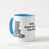 通りのタヌキがゴミ箱を探検 | おもしろい マグカップ (正面左)