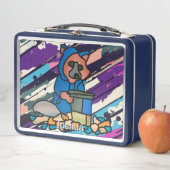 通りのタヌキがゴミ箱を探検 | おもしろい メタルランチボックス (インサイチュ)