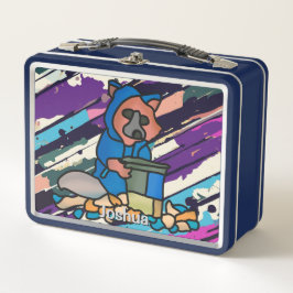 通りのタヌキがゴミ箱を探検 | おもしろい メタルランチボックス