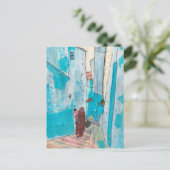 通りのチェフチャウエンモロッコ紙コラージスケッチ ポストカード (スタンド正面)