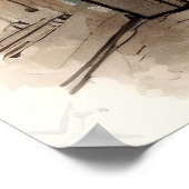 通りのパリ水彩画ポスターアート ポスター (角)