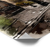 通りのパリ水彩画ポスター ポスター (角)