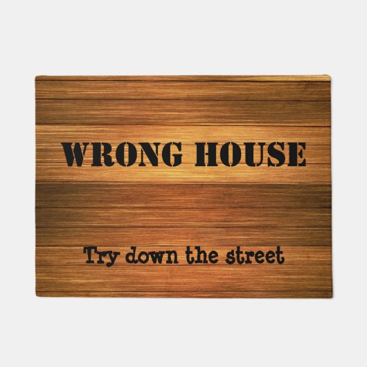 通りの下のおもしろいな木製の間違った家の試み ドアマット (正面)