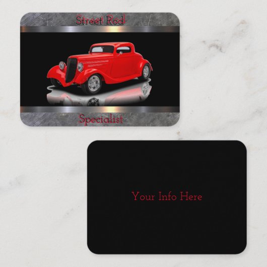 通りの棒の専門家の黒、赤、クロム 名刺 (正面/裏面)