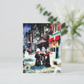 通りの歌うchristmに立っている3人 シーズンポストカード (スタンド正面)