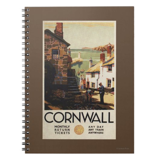 通りの舞台と二人の男が鉄道を使う ノートブック (正面)