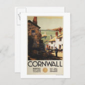 通りの舞台と二人の男が鉄道を使う ポストカード (正面/裏面)