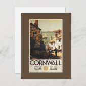 通りの舞台と二人の男が鉄道を使う ポストカード (正面/裏面)