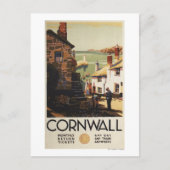 通りの舞台と二人の男が鉄道を使う ポストカード (正面)