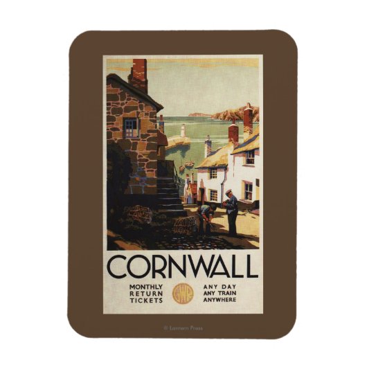 通りの舞台と二人の男が鉄道を使う マグネット (縦)