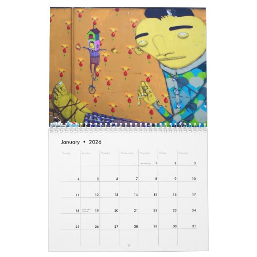 通りの芸術 カレンダー (1月 2026)