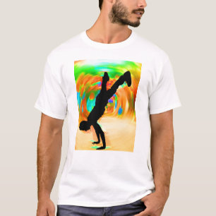 通りの踊り、シルエット、緑またはオレンジか黄色 Tシャツ