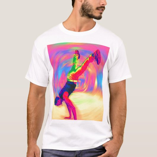 通りの踊り、放射状虹 Tシャツ (正面)