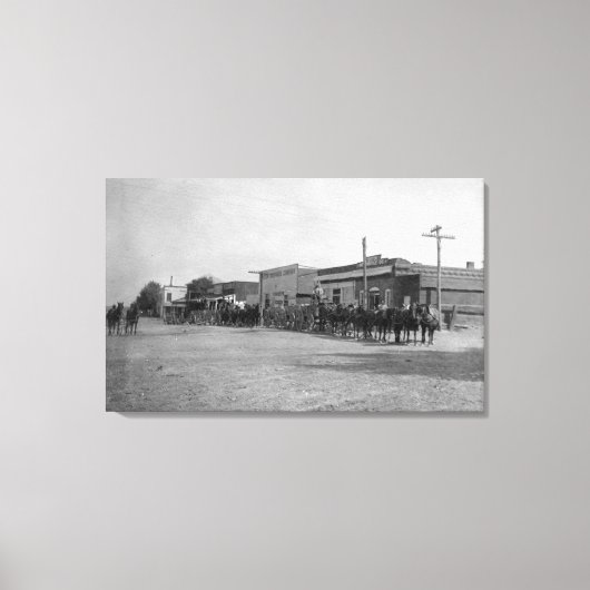 通りの馬車隊の表示 キャンバスプリント (正面)