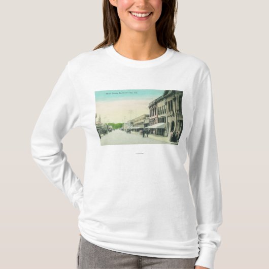 通りのSceneRedwood都市、カリフォルニア Tシャツ (正面)