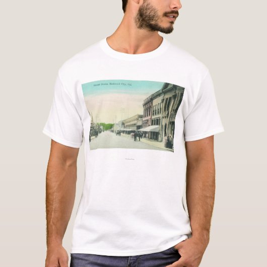通りのSceneRedwood都市、カリフォルニア Tシャツ (正面)