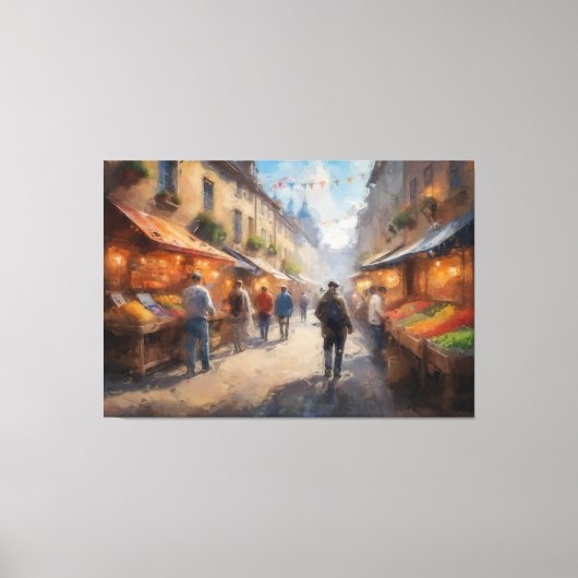 通りを歩くする集団 キャンバスプリント (正面)