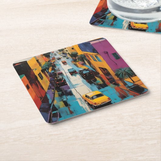 通りアポップ・アートのート スクエアペーパーコースター (アングル)