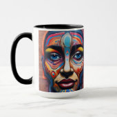 通りアートカラフルアーバンテーマグラフィティ顔 マグカップ (左)