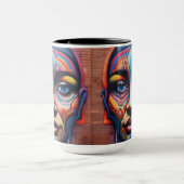 通りアートカラフルアーバンテーマグラフィティ顔 マグカップ (中央)