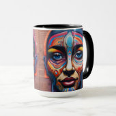 通りアートカラフルアーバンテーマグラフィティ顔 マグカップ (正面右)