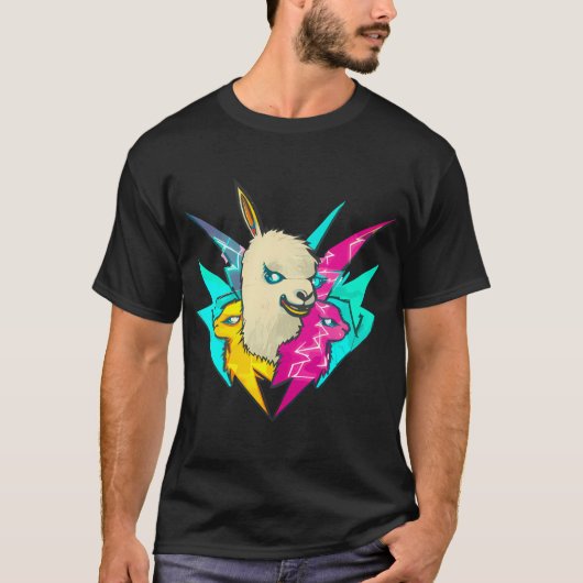通りアートグラフィティカラフルサンダーラマス Tシャツ (正面)
