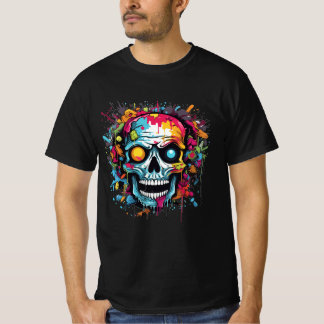 通りアートスカル:グラフィティカラフルTシャツアート Tシャツ