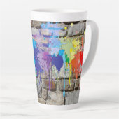 通りアート抽象芸術シェイプのスプラッシュ カフェラテマグ (右アングル)