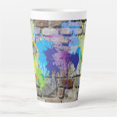 通りアート抽象芸術シェイプのスプラッシュ カフェラテマグ (正面)