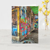 通りアート放棄建物 |カラフル日 カード (黄色い花)