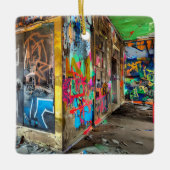 通りアート放棄建物 パーソナライズされた セラミックオーナメント (正面)
