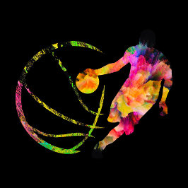 通りアールバスケットカラフルシルエットバスケットボール シール