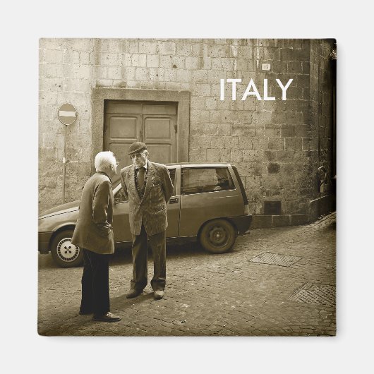 通りイタリアンシーンの正方形の文字イタリア マグネット (正面)