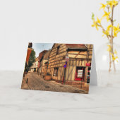 通りインTroyes Franceグリーティングカード カード (黄色い花)