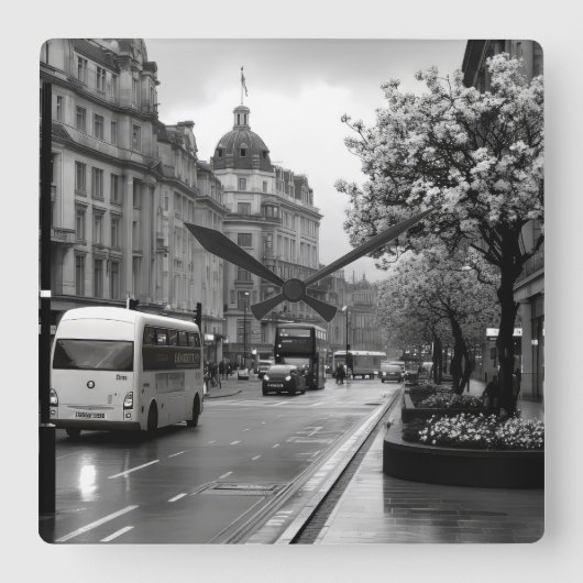 通りエレガントビュー スクエア壁時計 (正面)